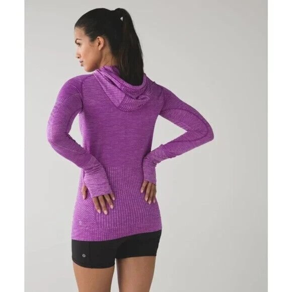 Lululemon Rest Less Hoodie Women 4? *Flaw Heathered Violet Long SleeveTop Pocket - Picture 14 of 16